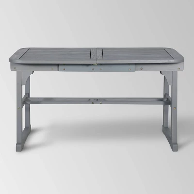 Ravenscroft Modern Boho Acacia Wood Slat Top Rectangle Extendable Outdoor Table - Saracina Home 3 Ravenscroft Modern Boho Acacia Wood Slat Top Rectangle Extendable Outdoor Table - Saracina Home - Image 3