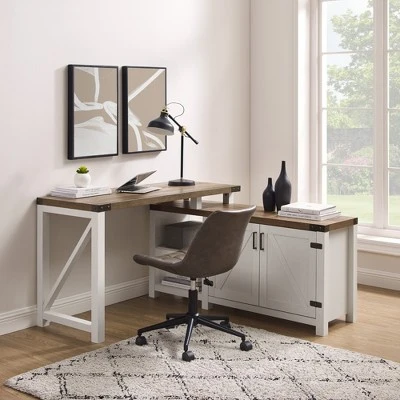 Farmhouse Rustic L Shaped Desk With Storage - Saracina Home 9 Farmhouse Rustic L Shaped Desk With Storage - Saracina Home - Image 9