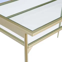 Modern 2 Tier Glass Top Writing Desk With Metal Legs Gold - Saracina Home -Saracina Home GUEST 7cfdf8b6 920c 400b 87db b9284962d0a9
