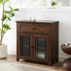 Transitional 2 Door Window Pane Accent Cabinet Dark Walnut - Saracina Home -Saracina Home GUEST 7d807aed e667 4f3e 9acb 433af0d61f65