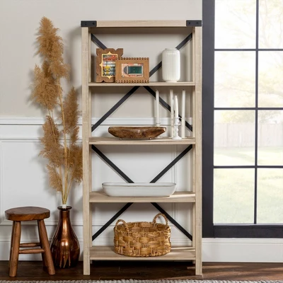 64" Sophie Industrial X Frame Bookshelf - Saracina Home 10 64" Sophie Industrial X Frame Bookshelf - Saracina Home - Image 10
