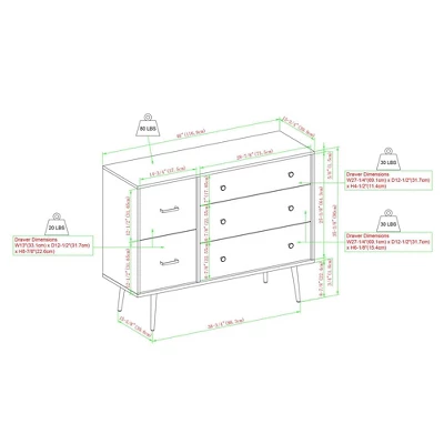 Ivora Lifted Mid-Century Modern Asymmetrical 5 Drawer Dresser - Saracina Home 8 Ivora Lifted Mid-Century Modern Asymmetrical 5 Drawer Dresser - Saracina Home - Image 8
