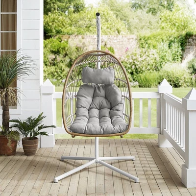 Toluca Hanging Outdoor Boho Egg Chair With Cushion - Saracina Home 4 Toluca Hanging Outdoor Boho Egg Chair With Cushion - Saracina Home - Image 4