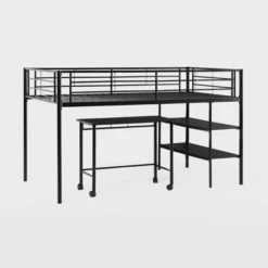 Twin Analise Metal Low Loft Bed With Desk And Storage Black - Saracina Home -Saracina Home GUEST 85b7c5f0 c721 437d a979 b809ae098cbd