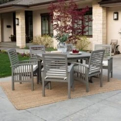 Ravenscroft 7pc Acacia Wood Patio Dining Set With Expandable Table Gray Wash - Saracina Home 5 Ravenscroft 7pc Acacia Wood Patio Dining Set With Expandable Table Gray Wash - Saracina Home -Saracina Home GUEST 889c2880 646f 4dc8 8afa 505dda3449d8