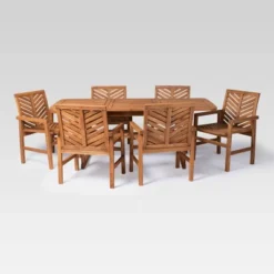 7pc Slatted Extendable Acacia Wood Patio Dining Set - Saracina Home -Saracina Home GUEST 8aa6dd30 d5d4 4448 b03c 8b2aed0306a8