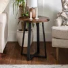 Set Of 2 Wrightson Urban Industrial Wrap Leg Round Side Tables Dark Walnut - Saracina Home
