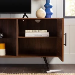 2 Door Mid-Century Modern Wood Storage TV Stand For TVs Up To 80" - Saracina Home -Saracina Home GUEST 910fe446 d949 4eab 8f55 84b563e374b2