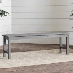 New Release 15 Ravenscroft Modern Boho Acacia Wood Slat Top Outdoor Dining Bench - Gray Wash - Saracina Home