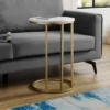 24" Modern Glam Round C Table Faux White Marble/Gold - Saracina Home
