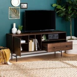 Modern Vinyl Record Player Storage TV Stand For TVs Up To 65" Dark Walnut - Saracina Home 18 Modern Vinyl Record Player Storage TV Stand For TVs Up To 65" Dark Walnut - Saracina Home -Saracina Home GUEST 98d6a861 7091 418c 9351 ed4df69ef1a9