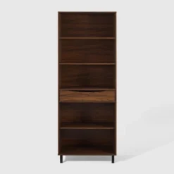 72.5" Mid-Century Modern 1 Drawer Angled Bookshelf - Saracina Home -Saracina Home GUEST 9c7bd3c0 62d4 4081 bd63 6e0ad2db722b