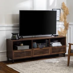 Visconti Boho Slat Door Storage Console TV Stand For TVs Up To 80" - Saracina Home -Saracina Home GUEST 9d6c3b75 5e91 4f4a 93a4 351b5dfd97a4