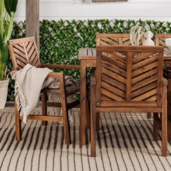 7pc Slatted Chevron Acacia Patio Dining Set - Saracina Home -Saracina Home GUEST a03b2e41 9299 4237 9dcd 98c1686e592c