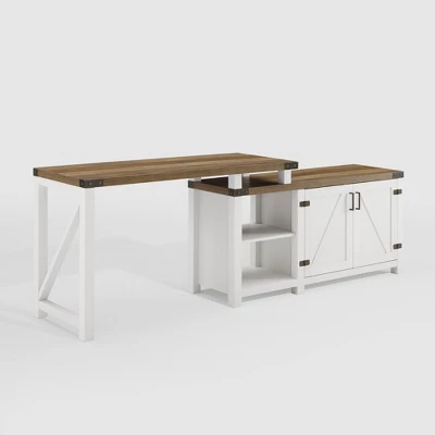 Farmhouse Rustic L Shaped Desk With Storage - Saracina Home 3 Farmhouse Rustic L Shaped Desk With Storage - Saracina Home - Image 3