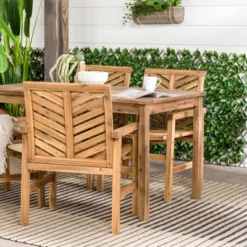 5pc Slatted Chevron Acacia Wood Patio Dining Set - Saracina Home 24 5pc Slatted Chevron Acacia Wood Patio Dining Set - Saracina Home -Saracina Home GUEST a256c116 4b4a 49d2 b52f 9bccdb37bd39