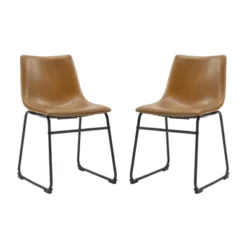 Set Of 2 Laslo Modern Upholstered Faux Leather Dining Chairs - Saracina Home 22 Set Of 2 Laslo Modern Upholstered Faux Leather Dining Chairs - Saracina Home -Saracina Home GUEST a575f745 32e2 4880 af78 c97be1dbada8