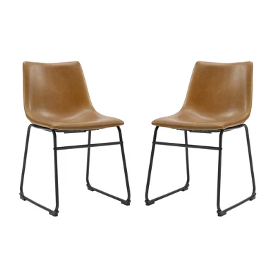 Set Of 2 Laslo Modern Upholstered Faux Leather Dining Chairs - Saracina Home 10 Set Of 2 Laslo Modern Upholstered Faux Leather Dining Chairs - Saracina Home - Image 10