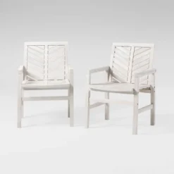 2pk Slatted Chevron Acacia Wood Patio Chairs - Saracina Home -Saracina Home GUEST aa2415f8 ee29 4d64 9a59 635679ab9a2b