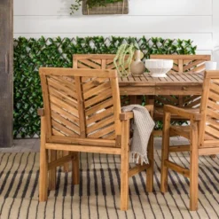 5pc Slatted Chevron Acacia Wood Patio Dining Set - Saracina Home 23 5pc Slatted Chevron Acacia Wood Patio Dining Set - Saracina Home -Saracina Home GUEST aa4dfa02 12a8 4b71 a397 42f91d66a651