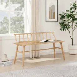 Transitional Low-Back Spindle Entryway Bench - Saracina Home
