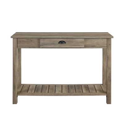 June Rustic Farmhouse Entry Table With Lower Shelf Gray Wash - Saracina Home 2 June Rustic Farmhouse Entry Table With Lower Shelf Gray Wash - Saracina Home - Image 2
