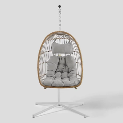 Toluca Hanging Outdoor Boho Egg Chair With Cushion - Saracina Home 9 Toluca Hanging Outdoor Boho Egg Chair With Cushion - Saracina Home - Image 9