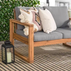 Galia Square Leg Acacia Wood Patio Loveseat With Cushions - Brown - Saracina Home 28 Galia Square Leg Acacia Wood Patio Loveseat With Cushions - Brown - Saracina Home -Saracina Home GUEST aec78d8f f34e 4929 9b47 cb7ed5f1ed0b