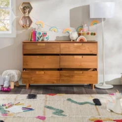 Mid-Century Modern Groove Wood 6 Drawer Dresser - Saracina Home -Saracina Home GUEST b23f9ced 0f20 4832 b513 915786661b90