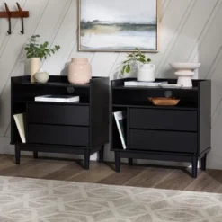 2pk Mid-Century Modern Solid Wood 2 Drawer Storage Nightstands - Saracina Home 17 2pk Mid-Century Modern Solid Wood 2 Drawer Storage Nightstands - Saracina Home -Saracina Home GUEST b2a3ee44 4d81 41a2 a7a3 37c02e20e839