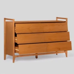 Mid-Century Modern Solid Wood Paneled 6 Drawer Dresser - Saracina Home -Saracina Home GUEST b2c10dc1 8f47 4650 9aa3 73b031414cdc