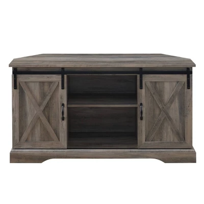 Robinson Rustic Transitional Sliding Barn Door Corner TV Stand For TVs Up To 58" - Saracina Home 2 Robinson Rustic Transitional Sliding Barn Door Corner TV Stand For TVs Up To 58" - Saracina Home - Image 2