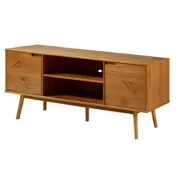 Solid Wood Mid-Century Modern TV Stand For TVs Up To 80" - Saracina Home -Saracina Home GUEST b4ef855d 4d09 4e84 b45e 237d42433b01