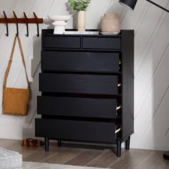 Mid-Century Modern Solid Wood 6 Drawer Vertical Dresser - Saracina Home 24 Mid-Century Modern Solid Wood 6 Drawer Vertical Dresser - Saracina Home -Saracina Home GUEST b571b7d1 67da 4c59 8b4d 6ac67427b8b3