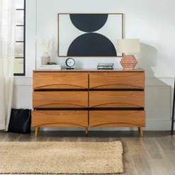 Mid-Century Modern Contoured 6 Drawer Dresser - Saracina Home -Saracina Home GUEST bb625515 9b28 47ce aec8 80be9f788699