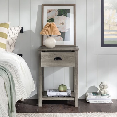 June Rustic Transitional Square Nightstand With Lower Shelf - Saracina Home 6 June Rustic Transitional Square Nightstand With Lower Shelf - Saracina Home - Image 6