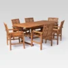 7pc Slatted Extendable Acacia Wood Patio Dining Set - Saracina Home
