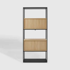 75" Modern Reeded Door Storage Bookshelf Coastal Oak/Black - Saracina Home 12 75" Modern Reeded Door Storage Bookshelf Coastal Oak/Black - Saracina Home -Saracina Home GUEST c2b61cbf ec0f 403e b734 616ad8d7935e