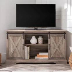Robinson Rustic Transitional Sliding Barn Door Corner TV Stand For TVs Up To 58" - Saracina Home 26 Robinson Rustic Transitional Sliding Barn Door Corner TV Stand For TVs Up To 58" - Saracina Home -Saracina Home GUEST c3c5bfe5 57a2 47cd ad64 9af49c588b45