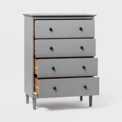Stiva Classic Mid-Century Modern Vertical 4 Drawer Dresser Gray - Saracina Home -Saracina Home GUEST c6d60492 56f3 4f0f 8f26 9a44ebfeb42d