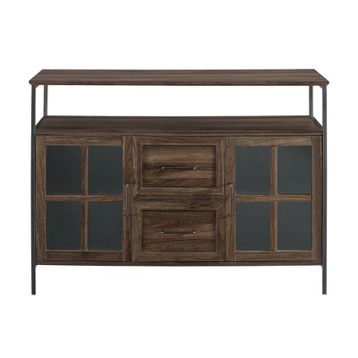 Adonis Transitional Industrial 3 Door Tiered Buffet Dark Walnut - Saracina Home 3 Adonis Transitional Industrial 3 Door Tiered Buffet Dark Walnut - Saracina Home - Image 3
