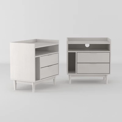 2pk Mid-Century Modern Solid Wood 2 Drawer Storage Nightstands - Saracina Home 13 2pk Mid-Century Modern Solid Wood 2 Drawer Storage Nightstands - Saracina Home - Image 13