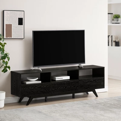 Mid-Century Modern Low TV Stand With Storage For TVs Up To 80" - Saracina Home 1 Mid-Century Modern Low TV Stand With Storage For TVs Up To 80" - Saracina Home