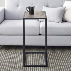 23" Modern Rectangle Two-Tone C Side Table With Metal Base - Saracina Home -Saracina Home GUEST c9fb0f6a 1baa 4f46 9ad4 ca78b73dae1e