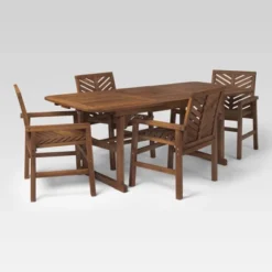 5pc Slatted Extendable Acacia Wood Patio Dining Set - Saracina Home -Saracina Home GUEST cc50b929 1d11 42ba bbdf 3a0193ac6925