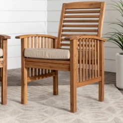 2pk Acacia Wood Patio Chairs With Cushions - Saracina Home -Saracina Home GUEST d340493c 7146 44bb ac78 ce1f986675be