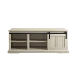 48" Transitional Sliding Door Wood And Metal Bench - Saracina Home -Saracina Home GUEST d768daae 6f1e 4e49 ad35 b22ae85417a9