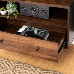 Modern Vinyl Record Player Storage TV Stand For TVs Up To 65" Dark Walnut - Saracina Home 17 Modern Vinyl Record Player Storage TV Stand For TVs Up To 65" Dark Walnut - Saracina Home -Saracina Home GUEST da3c3527 13f3 4543 9538 6f78de8aa248
