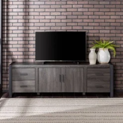 Modern Urban Industrial TV Stand For TVs Up To 80" Charcoal - Saracina Home 7 Modern Urban Industrial TV Stand For TVs Up To 80" Charcoal - Saracina Home -Saracina Home GUEST dacd7fa8 f18d 4086 a032 8c647fed8d78
