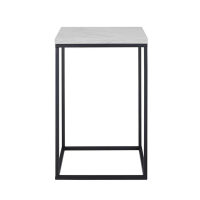 Owen Urban Open Box Frame Side Table Faux White Marble - Saracina Home 2 Owen Urban Open Box Frame Side Table Faux White Marble - Saracina Home - Image 2